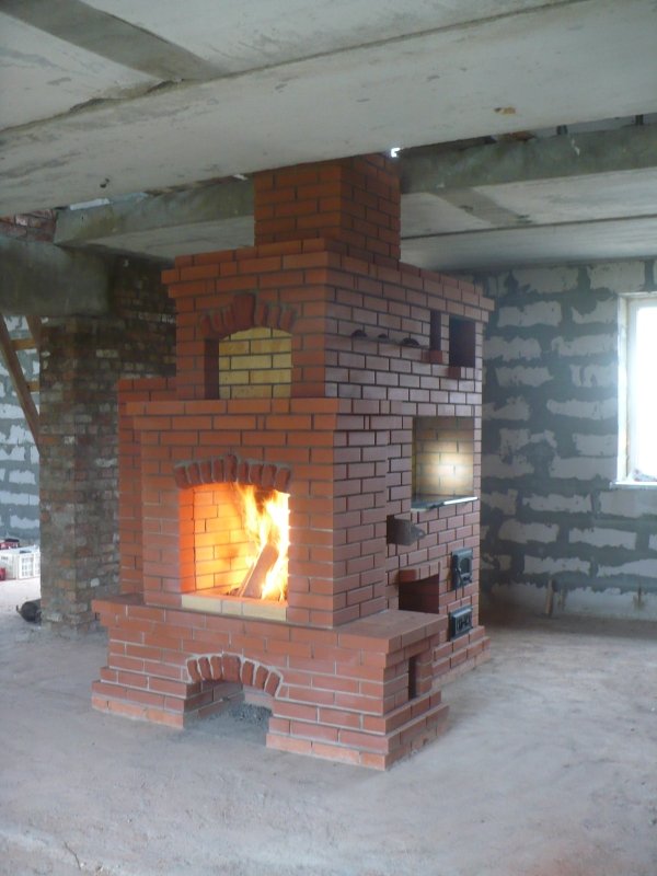 Печь русская с камином